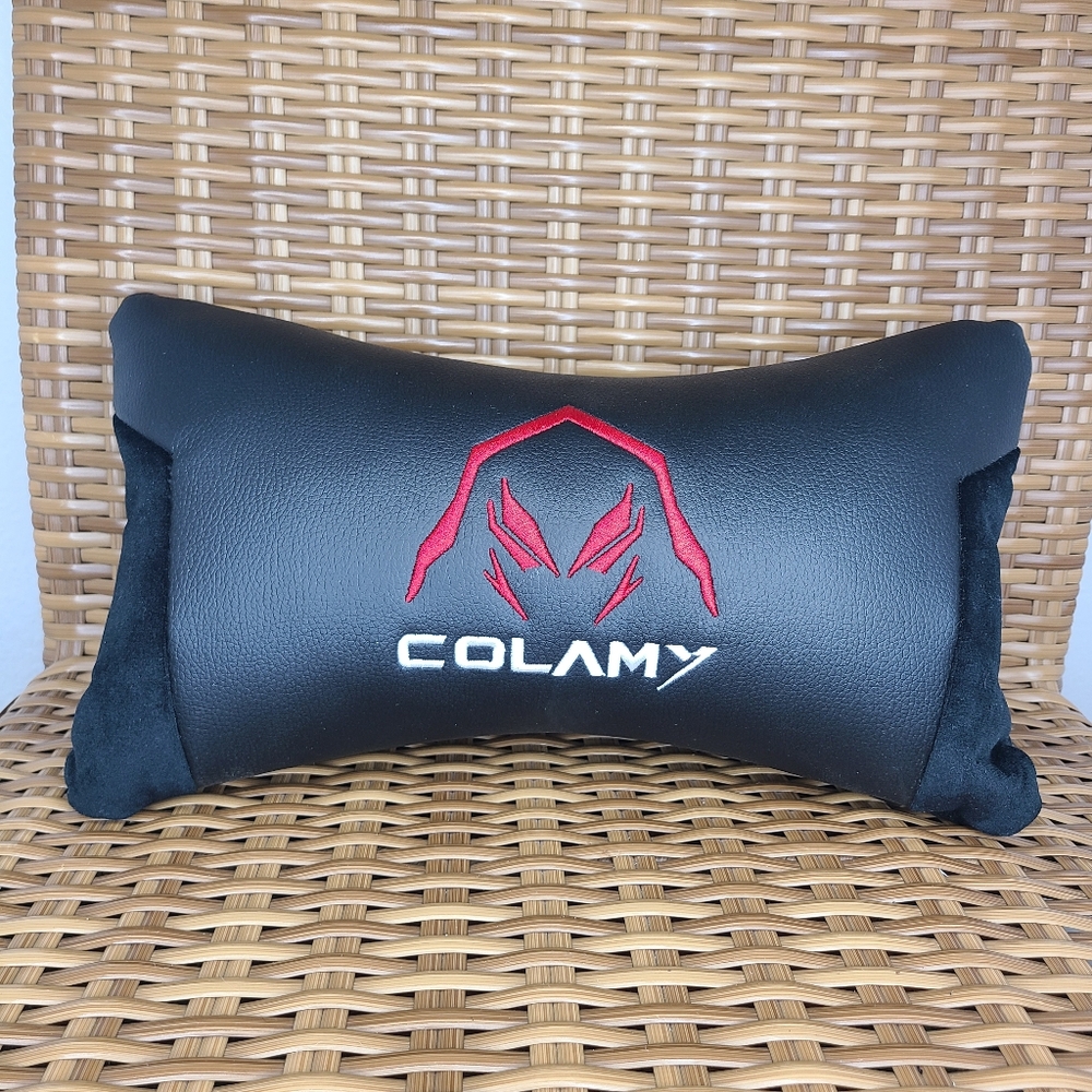 Colamy Pillow Gaming Chair Accessory Comfortable Leather-Like Material Black Red
